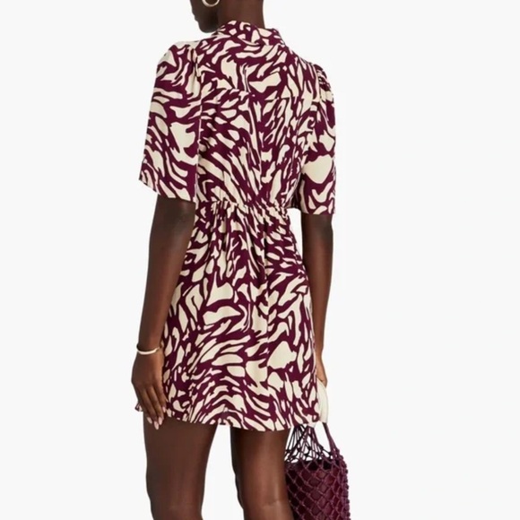 ba&sh Groove Print Mini Shirt Dress in Bordeaux - Picture 7 of 7